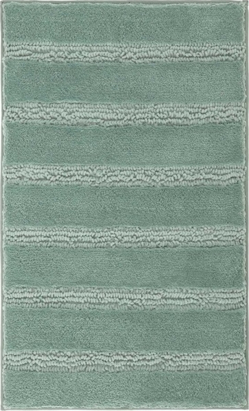 Badematte MONROVIA, 60 x 100 cm, Mint, Gestreift, Höhe 23 mm, rutschhemmend beschichtet, fußbodenheizungsgeeignet, Polyester, rechteckig