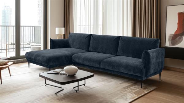 Ecksofa Designersofa MADISON XL in Stoff Dress Me Blau Ottomane Links