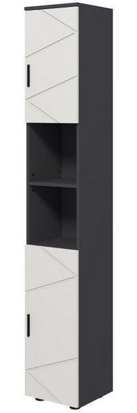 MC Star Hochschrank adezimmerschrank schmal, Toilettenschrank mit Verstellbar Regal (und 2 offenen Fächern, Badschrank für kleine Räume Badezimmer, Wohnzimmer 30 x 30 x 183 cm Grau)