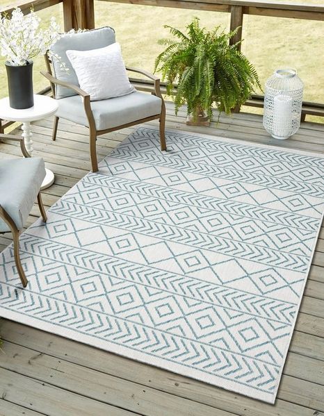 Myflair Möbel & Accessoires Teppich Liva, LAGERRÄUMUNG!, rechteckig, Höhe: 8 mm, Wendeteppich, Rauten Motiv, Outdoor geeignet, Balkon, Terrasse