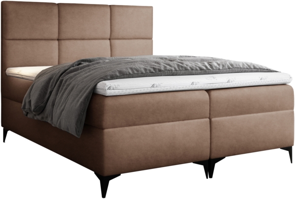 99rooms Ozzy Boxspringbett Kunstleder 200x200 cm Hellbraun Bild 2