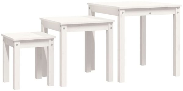 Couchtische, Sofatische 3 Stk. Weiß Massivholz Kiefer