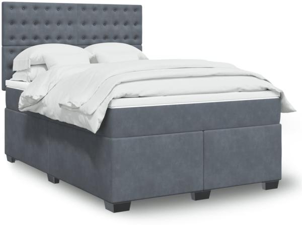 vidaXL Boxspringbett mit Matratze Dunkelgrau 140x190 cm Samt 3293219