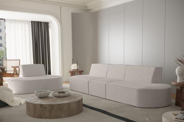 Sofaset Designersofa Set 3-1 MILOT in Stoff Ascot Bukla Beige