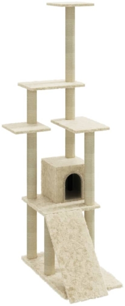 vidaXL Kratzbaum mit Sisal-Kratzsäulen Creme 155 cm 171515