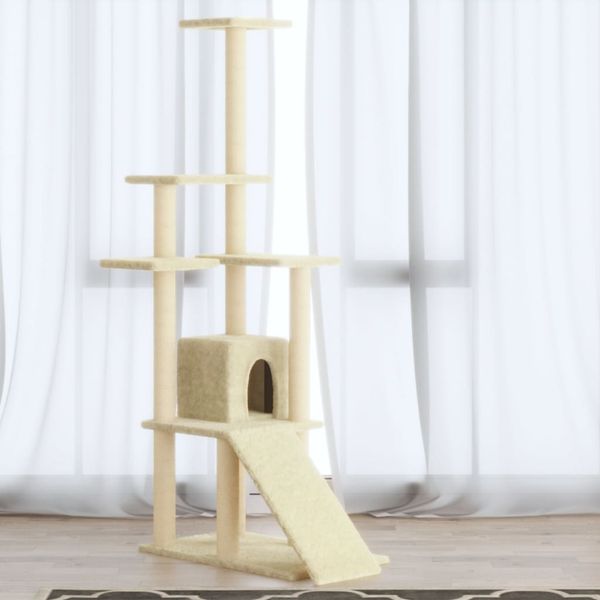 vidaXL Kratzbaum mit Sisal-Kratzsäulen Creme 155 cm 171515