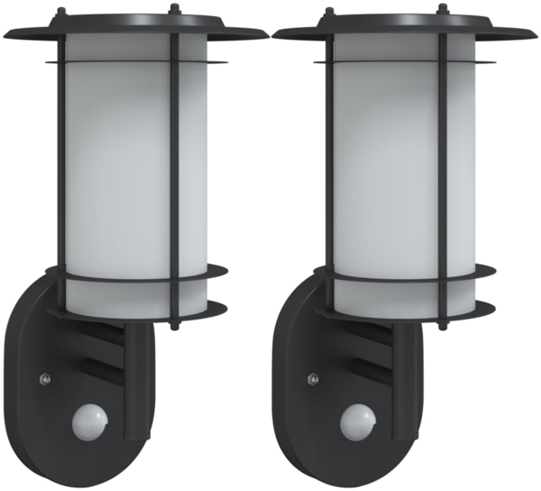 vidaXL Außenwandleuchten mit Bewegungsmelder 2 Stk. Schwarz Edelstahl 4006291