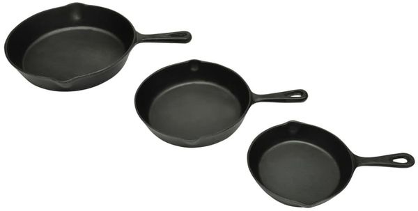 vidaXL 3-tlg. Steakpfannen Set Gusseisen 50122