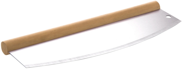 Allgrill Pizzaschneider Edelstahl Wiegemesser mit Holzgriff 35 x 2,5 x 12 cm Bild 4