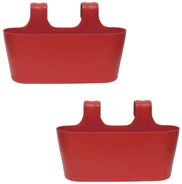 Engelland Blumenkasten Blumentopf zum Hängen (Vorteils-Set, 2 St, Fassungsvermögen je Topf 5,5 Liter), UV-Beständig, Frostbeständig, Wasserauffangschalen