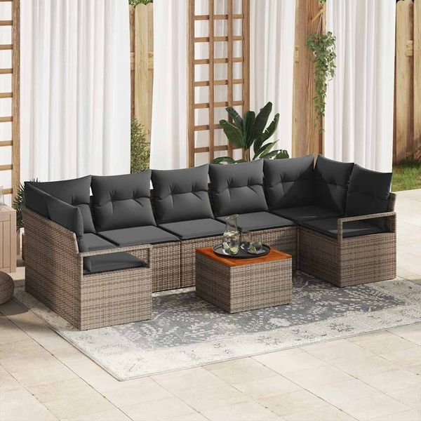 vidaXL Gartensofa-set mit Speicher 8 pcs Grau Poly-Rattan 3356340