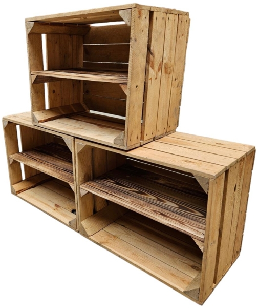 Holzkisten Vintage 3er Set 50 x 40 x 30cm Ablage Lang