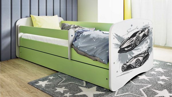 Raumhirsch Furniture Kinderbett 70x140, 80x160, 80x180 cm - Komplettset mit Matratze & Schublade (Bett für Jungs, Einzelbett für Kinder 2–12 Jahre mit Rausfallschutz), verschiedene Farben & Designs