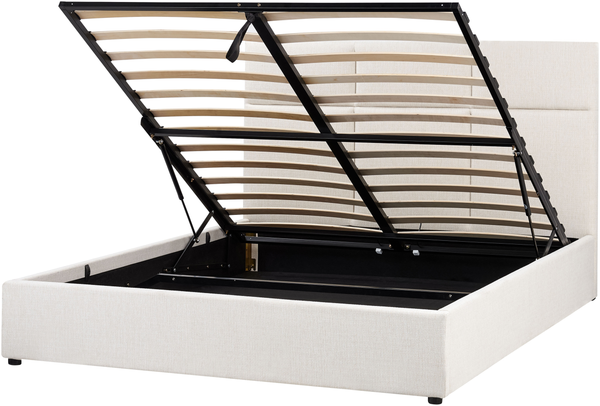 Bett mit Stauraum Stoff LAGORD 160 x 200 cm Cremeweiß