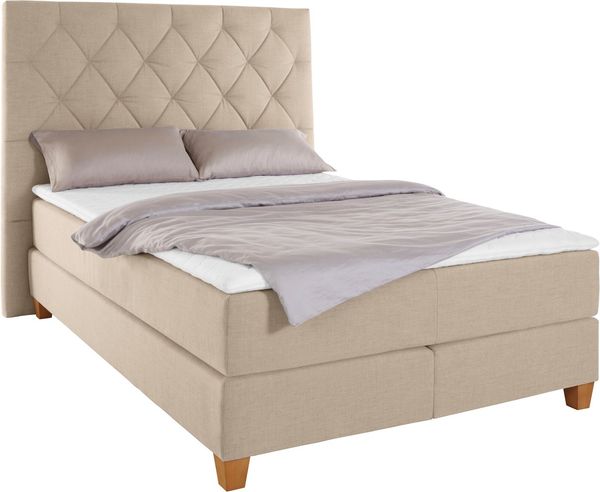 Home affaire Boxspringbett Harmones hoch, in 3 Breiten, Härtegrad auch im Mix mit je 1 Matratze in H2 und H3
