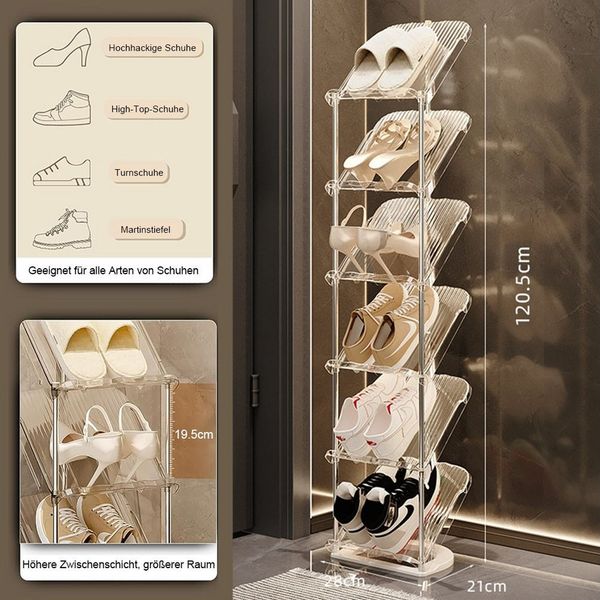 TUWENA Schuhregal Schuhregal Schmal, Platzsparend Schräg Schuhablage, Stapelbar, Transparent Eckregal Stehend für Schuhe, Schuhaufbewahrung Schrank