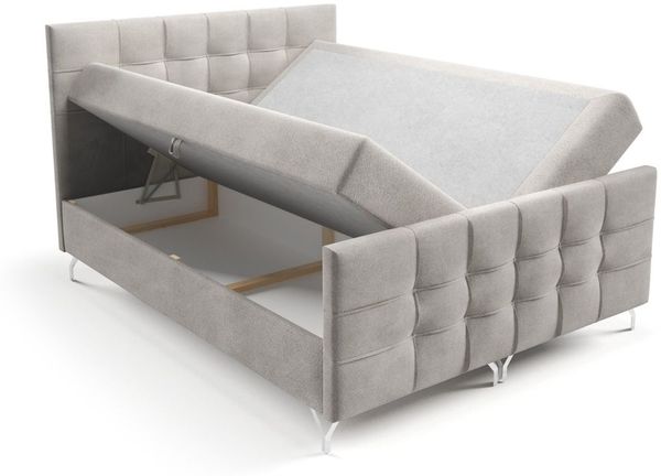 Boxspringbett Schlafzimmerbett PERLA 180x200cm Stoff Coral Grau Bild 2