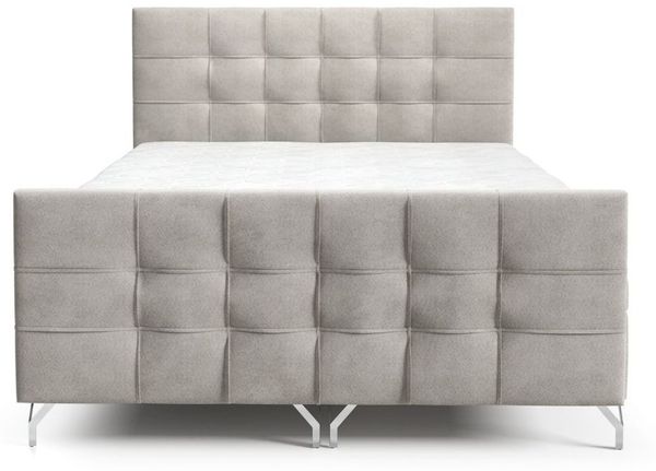 Boxspringbett Schlafzimmerbett PERLA 180x200cm Stoff Coral Grau Bild 4