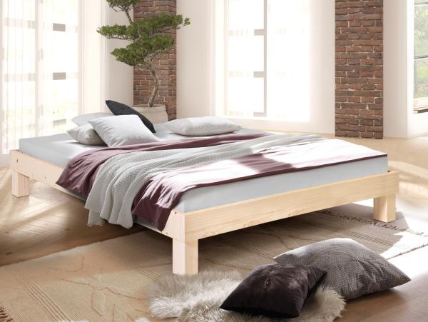Möbel-Eins PUMBA Massivholzbett ohne Kopfteil Fichte natur 180x200 cm Standardhöhe Bild 2