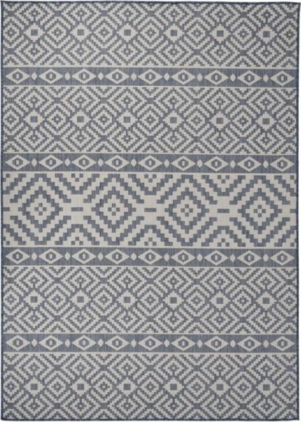 vidaXL Outdoor-Teppich Flachgewebe 120x170 cm Blau Gestreift 340837