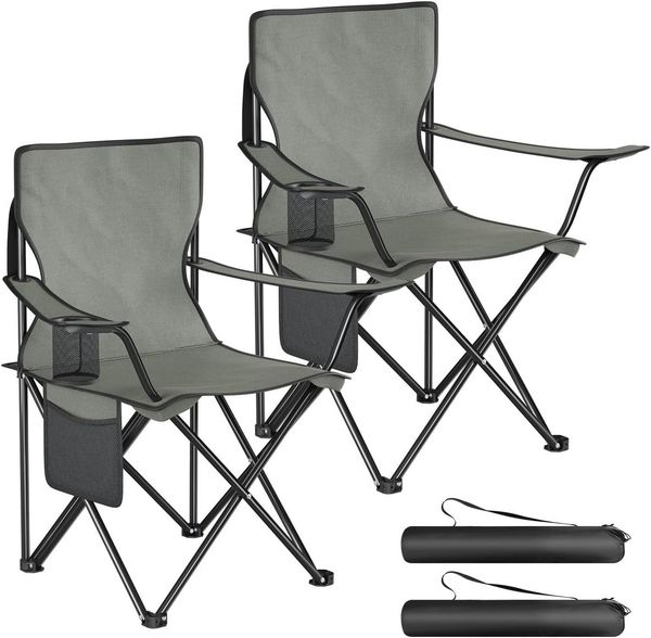 Woltu Campingstuhl (2 St), Klappbar, leicht, für Camping Angeln Picknicks Strand