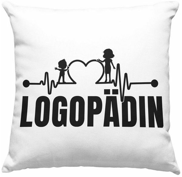 Trendation Dekokissen Trendation - Logopädin Herzschlag Kissen Geschenk Logopädie Logopäde D