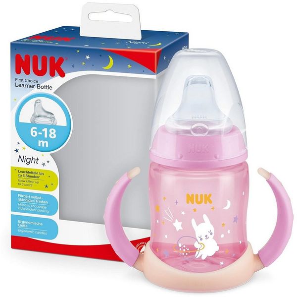 NUK Trinkflasche NUK Trinklernflasche 150ml – Glow in the Dark Hase