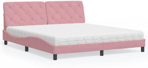 vidaXL Bett mit Matratze Rosa 180x200 cm Samt 3208675