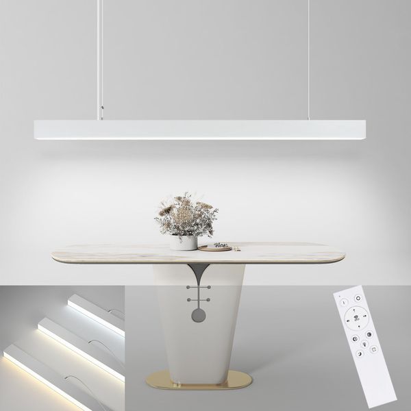 ZMH LED Pendelleuchte Esstisch Hängelampe Dimmbar - 32W Modern Esstischlampe Hängend 107CM Höhenverstellbar mit Fernbedienung Hängeleuchte Lang Linear Design für Esszimmer Büro Wohnzimmer