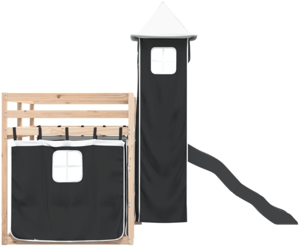 vidaXL Etagenbett mit Rutsche und Gardinen Weiß und Schwarz 80x200 cm 3284197 Bild 8