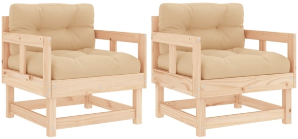 vidaXL Gartenstühle mit Kissen 2 Stk. Massivholz Kiefer 825443