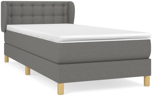 Einzelbett, Polsterbett mit Matratze Stoff Dunkelgrau 90x200 cm