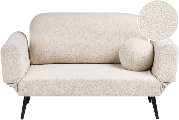 Schlafsofa 2-Sitzer DOROTEA Bouclé Cremeweiß
