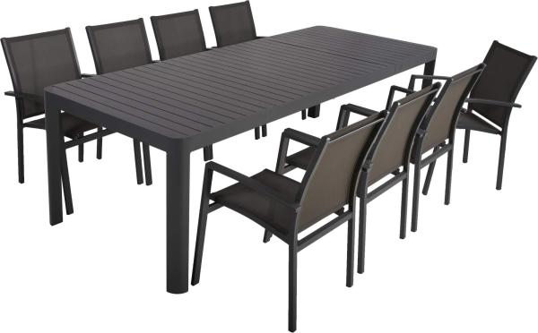 Tischgruppe AMIRA, 9 teilig, Aluminium, dunkelgrau