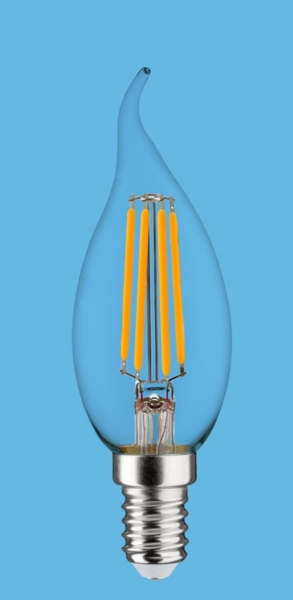 Synergy 21 LED Retrofit E14 Kerze klar geschweift 4,5W ww dimmbar