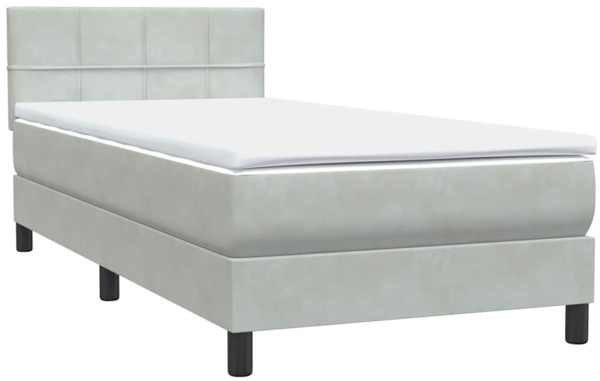 vidaXL Boxspringbett mit Matratze Hellgrau 90x220 cm Samt 3316239 Bild 3