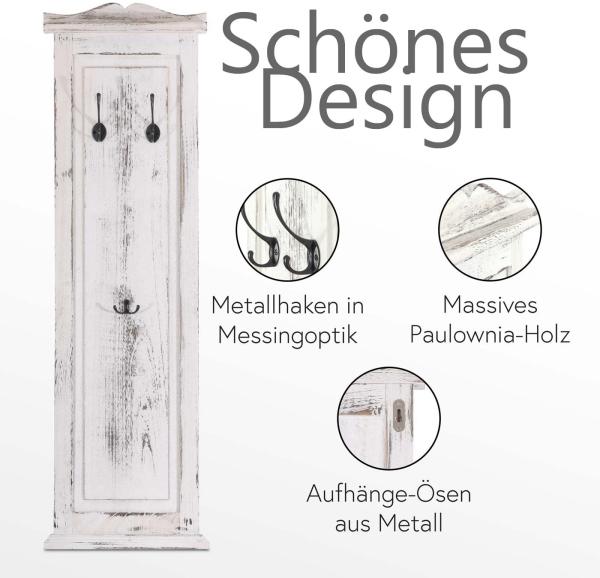 2er-Set Garderobe Wandgarderobe Garderobenpaneel Wandhaken 109 x 28 x 4 cm ~ weiß shabby Bild 2