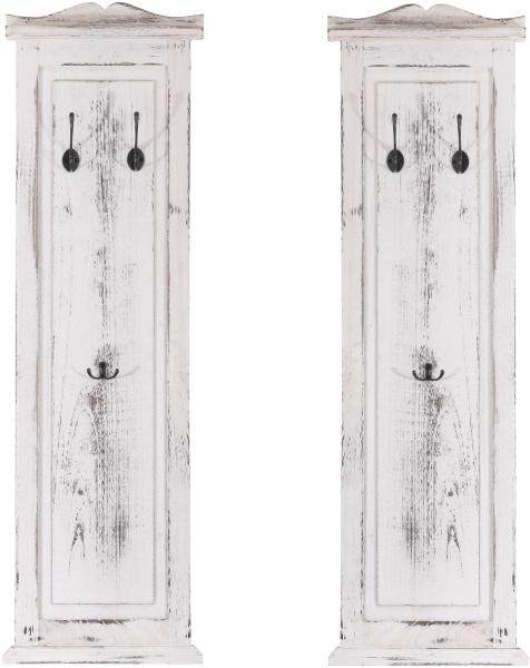 2er-Set Garderobe Wandgarderobe Garderobenpaneel Wandhaken 109 x 28 x 4 cm ~ weiß shabby Bild 8