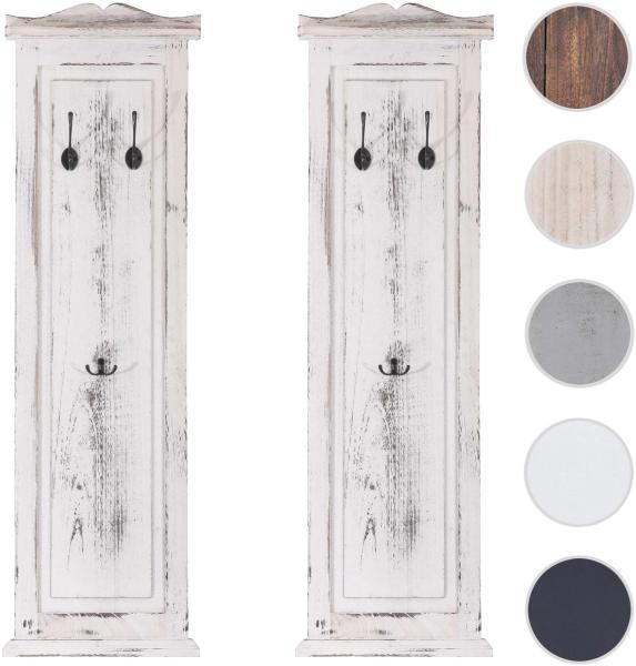2er-Set Garderobe Wandgarderobe Garderobenpaneel Wandhaken 109 x 28 x 4 cm ~ weiß shabby Bild 9