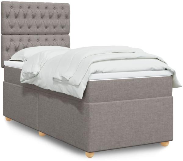 vidaXL Boxspringbett mit Matratze Taupe 90x200 cm Stoff 3293474