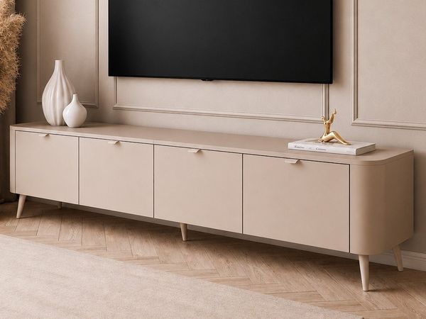 ALLHOUSE24 TV-Schrank LUMINA 200 mit LED Metallfüßen, Griffen, modern Lowboard, Unterschrank Gesamtbreite 200 cm