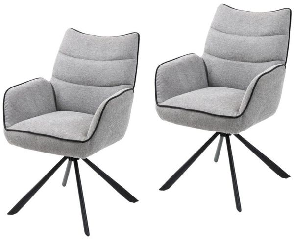2x Esszimmer Drehstuhl Abel grau Set 180° Küche Polsterstuhl Stuhl Sessel