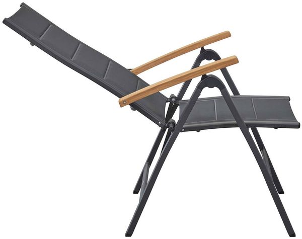 UNICAMO Klappstuhl, mit Teak Armlehnen, Sitz & Rückenlehne Textil Bild 8