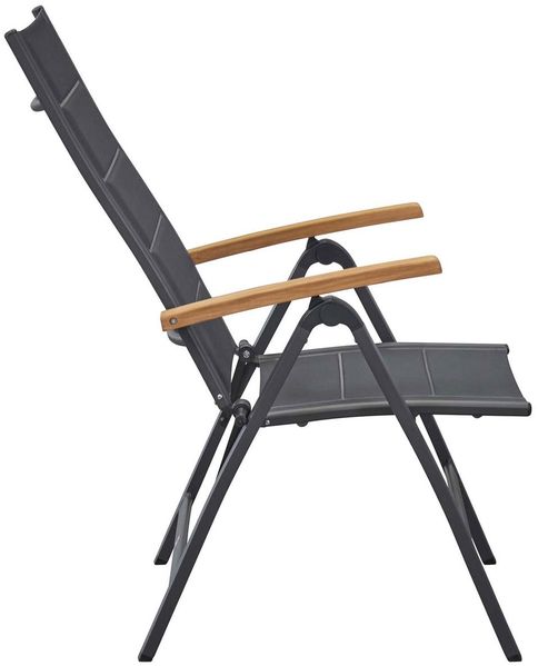 UNICAMO Klappstuhl, mit Teak Armlehnen, Sitz & Rückenlehne Textil Bild 6