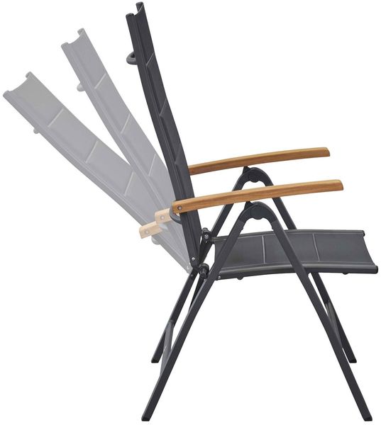 UNICAMO Klappstuhl, mit Teak Armlehnen, Sitz & Rückenlehne Textil Bild 4