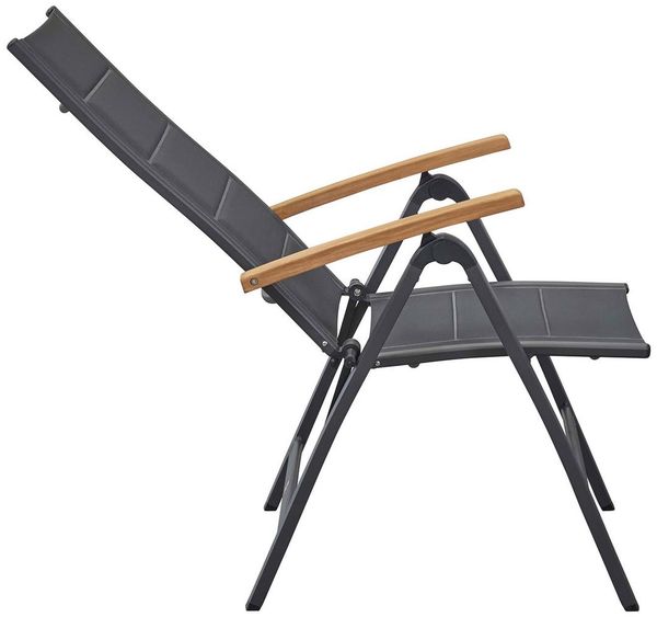 UNICAMO Klappstuhl, mit Teak Armlehnen, Sitz & Rückenlehne Textil Bild 7