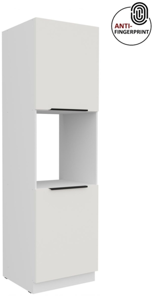 Küchen Hochschrank 60 cm Küche ARIA Weiss ultra matt + Weiss matt, hochwertige Fronten mit Anti Fingerprint Beschichtung, Soft-Close Küchenzeile Küchenblock