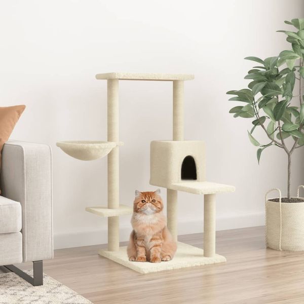 vidaXL Kratzbaum mit Sisal-Kratzsäulen Creme 95 cm 172073