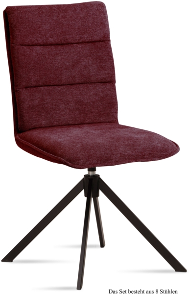 Esszimmerstuhl drehbar (8er-Set) Dekava 47x92x60 Schwarz/Marsala