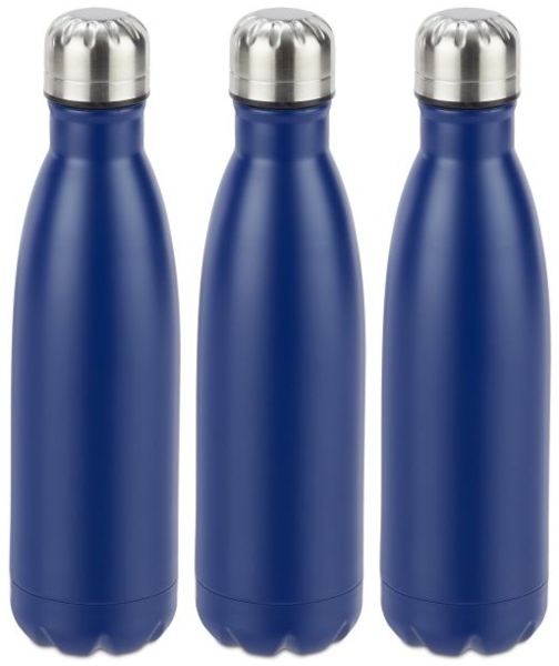 3 x Trinkflasche Edelstahl blau